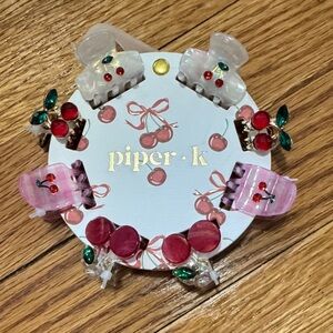 Piper Cherry Hair Clip Set - Pink and Red Delight